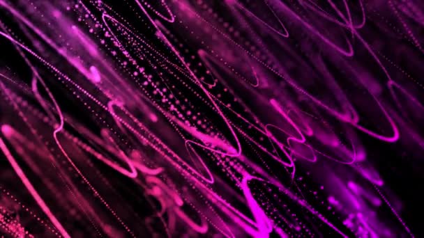 Astratta Tecnologia Digitale Animato Particelle Luce Rosa Sfondo Nero — Video Stock