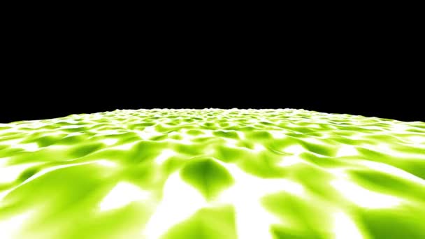 Абстрактные Цифровые Технологии Анимированные Водные Волны Реки Зеленые Частицы Света — стоковое видео