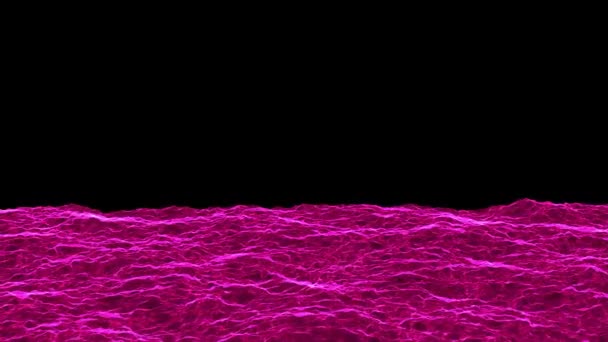 三维抽象数字技术在黑色背景下逼真的动态水波红光粒子 — 图库视频影像