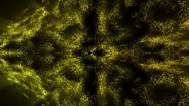 黒の背景に黄色の光粒子をアニメーション3D抽象デジタル技術 — ストック動画