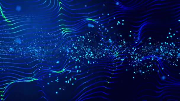 Astratta Tecnologia Digitale Animato Particelle Luce Blu Sfondo Blu — Video Stock