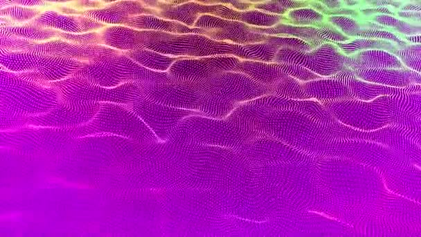 基于粉红背景的三维抽象数字技术的逼真动画水波红光粒子 — 图库视频影像