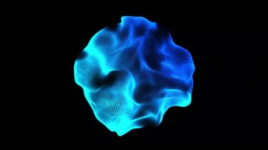 3D soyut dijital teknoloji siyah arkaplan üzerindeki mavi ışık parçacıklarını canlandırdı.