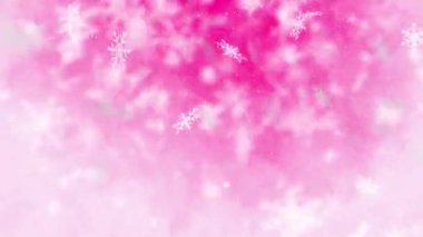 3 boyutlu kar tanecikleri pembe gradyan arkaplandaki canlandırılmış parçacıkları parçalar.