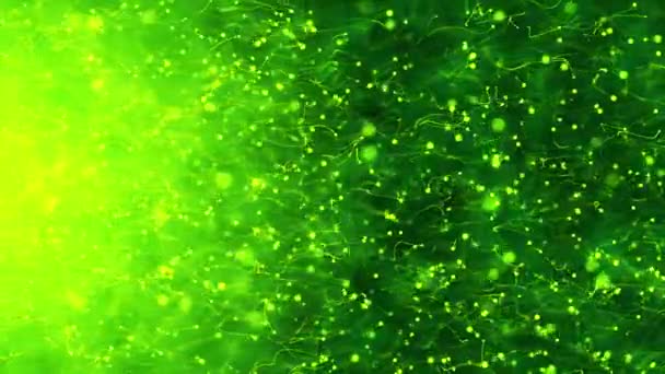 Abstrakcyjna Sperma Pływanie Animowane Cząstki Zielonego Światła Zielonym Tle — Wideo stockowe