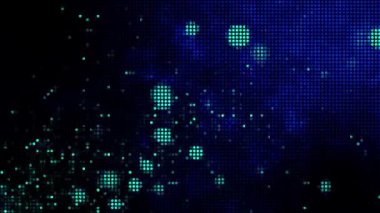 Yarı tonda noktalar sarı-turuncu Yanan kıvılcımlar mavi arkaplanda ateş hareketine yol açar