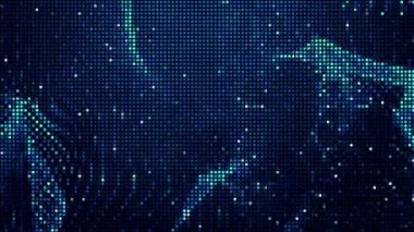 Yarım tonlu noktalar soyut dijital teknolojiyi mavi arkaplanda mavi ışığı canlandırıyor.