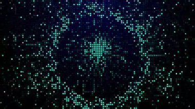 Yarım tonlu noktalar soyut dijital teknolojiyi mavi arkaplanda mavi ışığı canlandırıyor.