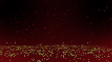 Yarım ton, soyut dijital teknolojiyi kırmızı zemin üzerinde sarı-turuncu ışığı canlandırıyor..