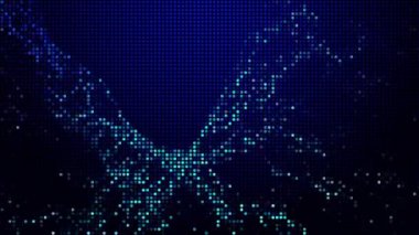 Yarım tonlu noktalar soyut dijital teknolojiyi mavi arkaplanda mavi ışığı canlandırıyor.