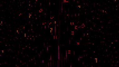 Yarım ton, soyut dijital teknolojiyi kırmızı zemin üzerinde sarı-turuncu ışığı canlandırıyor..