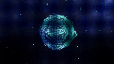 Yarım tonlu noktalar soyut dijital teknolojiyi mavi arkaplanda mavi ışığı canlandırıyor.