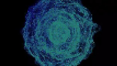 Yarım ton noktalar soyut dijital teknoloji siyah arkaplan üzerindeki mavi ışığı canlandırdı.