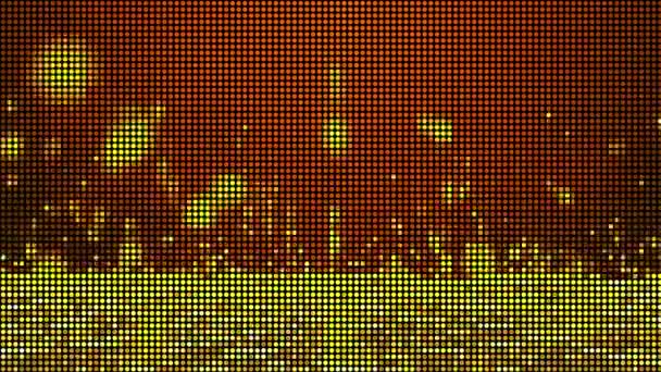 Halbtonpunkte Abstrakte Digitaltechnologie Animiertes Gelb Oranges Licht Auf Rotem Hintergrund — Stockvideo