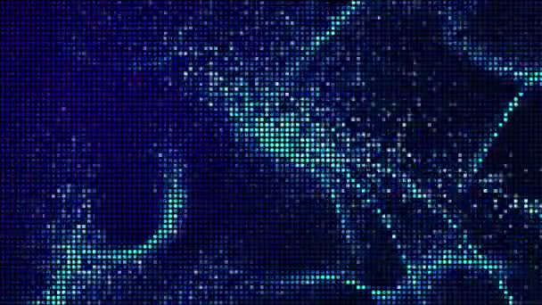Halftone Points Abstraits Technologie Numérique Animé Lumière Bleue Sur Fond — Video
