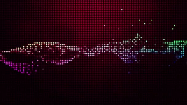 半色调点抽象数字技术在红色背景上的动画多色光 — 图库视频影像
