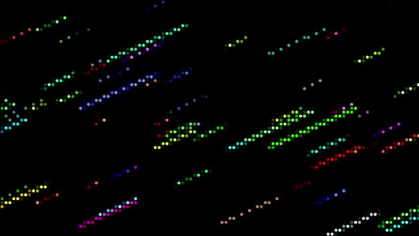 Halftone Dots Neon Wielobarwne Fluorescencyjne Czerń Animacja Czarnym Tle — Wideo stockowe