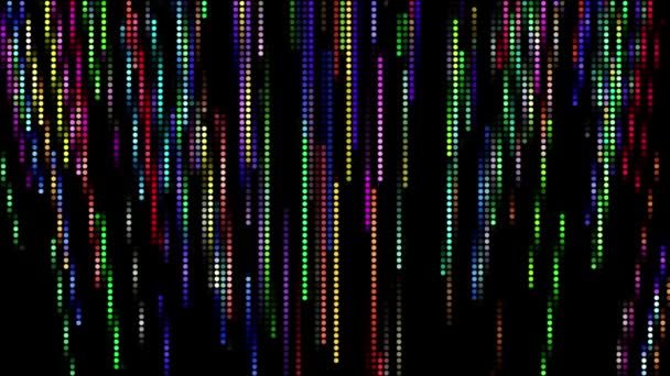 Polotónové Tečky Neonové Vícebarevné Zářivky Animace Černém Pozadí — Stock video