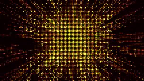 ハーフトーンドット抽象的なデジタル技術は 赤の背景に黄色オレンジの光をアニメーション — ストック動画