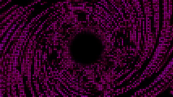 Halbtonpunkte Abstrakte Digitale Technologie Animiertes Rosafarbenes Licht Auf Schwarzem Hintergrund — Stockvideo