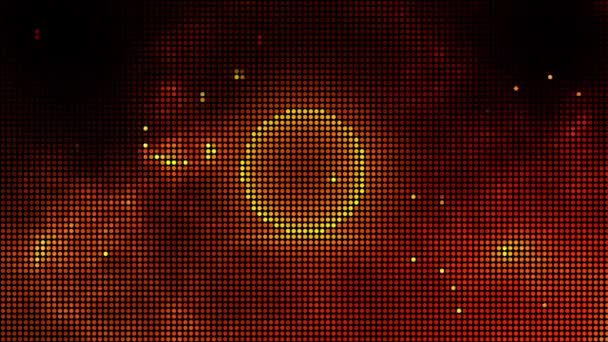 ハーフトーンドット抽象的なデジタル技術は 赤の背景に黄色の光をアニメーション — ストック動画
