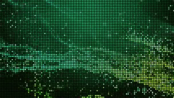 半色调点抽象数字技术绿色背景下的动画绿光 — 图库视频影像