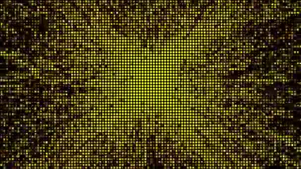 半色调点抽象数字技术在黑色背景上的动画黄光 — 图库视频影像