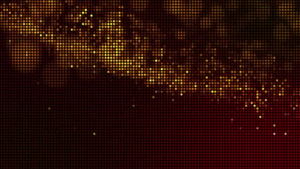 ハーフトーンドット抽象的なデジタル技術は 赤の背景に黄色オレンジの光をアニメーション — ストック動画