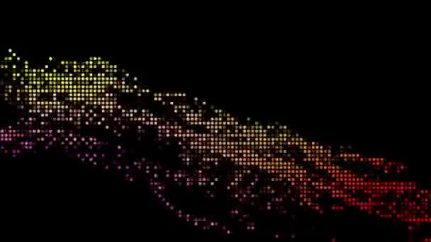 ハーフトーンドット抽象的なデジタル技術は 黒の背景に多色の光をアニメーション — ストック動画