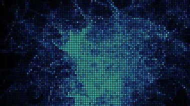 Yarım ton noktalar soyut dijital teknoloji siyah arkaplan üzerindeki mavi ışığı canlandırdı.