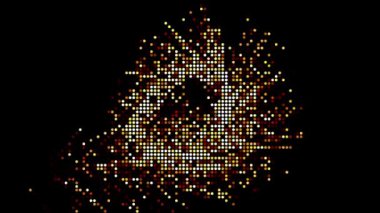 Yarım ton, soyut dijital teknolojiyi siyah zemin üzerinde sarı-turuncu ışığı canlandırıyor..