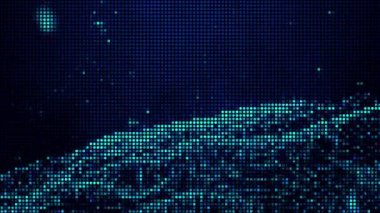 Yarım tonlu noktalar soyut dijital teknolojiyi mavi arkaplanda mavi ışığı canlandırıyor.