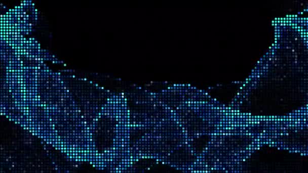 ハーフトーンドット抽象的なデジタル技術黒の背景に青の光をアニメーション — ストック動画