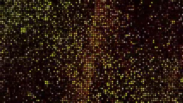 ハーフトーンドット抽象的なデジタル技術黒の背景に黄色オレンジ色の光をアニメーション — ストック動画