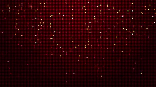 Polotónové Tečky Abstraktní Digitální Technologie Animované Žlutooranžové Světlo Červeném Pozadí — Stock video