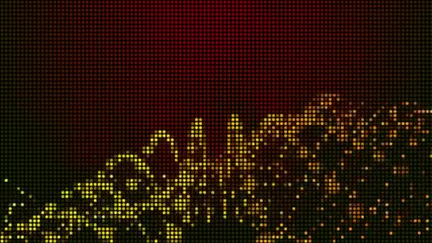 Polotónové Tečky Abstraktní Digitální Technologie Animované Žlutooranžové Světlo Červeném Pozadí — Stock video