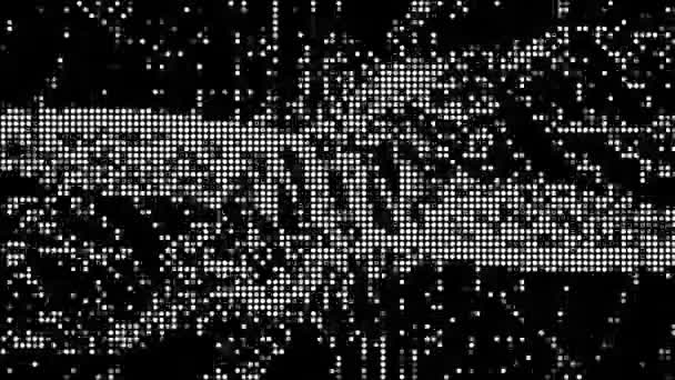 Halftone Dots Abstract Tehnologie Digitală Animat Lumina Alba Fundal Negru — Videoclip de stoc