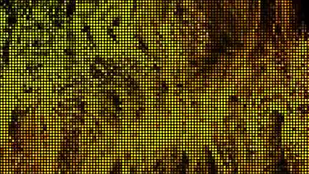 ハーフトーンドット抽象的なデジタル技術は 黒の背景に黄色のオレンジ色の光をアニメーション — ストック動画
