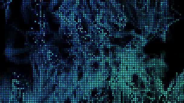 ハーフトーンドット抽象的なデジタル技術黒の背景に青の光をアニメーション — ストック動画