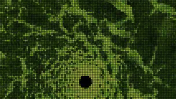 黑色背景下的半色调山洞动画绿光 — 图库视频影像