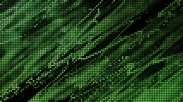 Halbtonpunkte Abstrakte Digitaltechnologie Animiertes Grünes Licht Auf Schwarzem Hintergrund — Stockvideo
