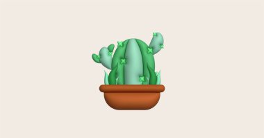 3d illustration, cactus and aloe vera desert thorn plant cactus and tropical house plants