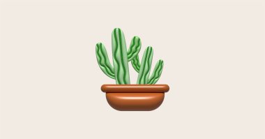 3d illustration, cactus and aloe vera desert thorn plant cactus and tropical house plants