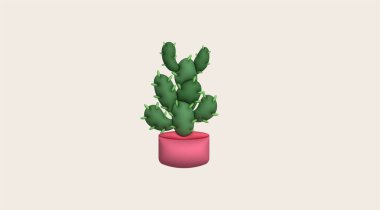 3d illustration, cactus and aloe vera desert thorn plant cactus and tropical house plants
