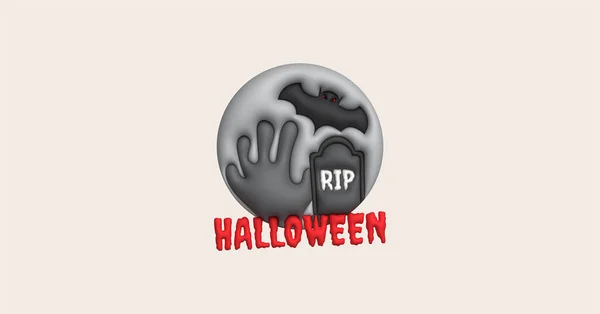 Illustration Hand Rising Grave Icon Halloween Bat Halloween Elements Design —  Vetores de Stock