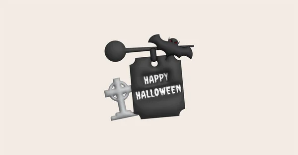 Illustration Tombstone Signpost Bat Halloween Halloween Elements Design — Vetor de Stock