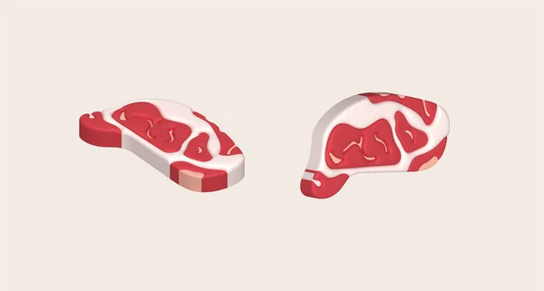 Illustration Fresh Slices Meat Marbling Pork Beef Tenderloin Steak — Διανυσματικό Αρχείο