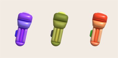 Parlak kirişli üç boyutlu el feneri. Elektrikli lamba pili. Cep feneri.. 