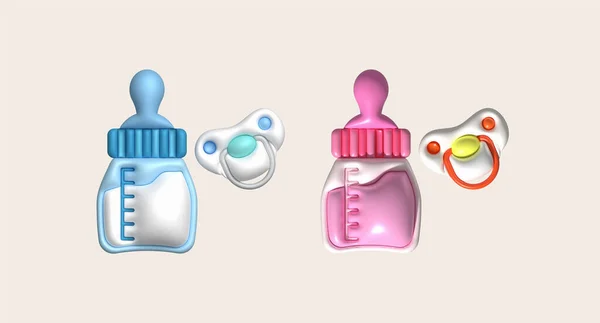 Εικονίδια Μπιμπερό Και Πιπίλα Μωρό Διατροφή Πλαστικά Δοχεία Για Νεογέννητα — Διανυσματικό Αρχείο