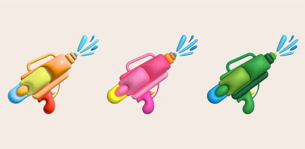 Ikon Vatten Pistol Illustration Sommarleksak Plast Färgglad Design För Barn — Stock vektor